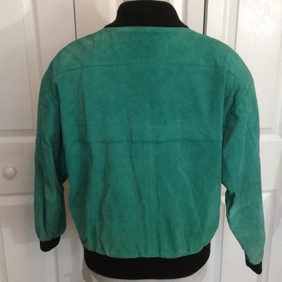 Genuine Suede Aqua Teal Cardigan Vintage Jacket M - Picture 5 of 8